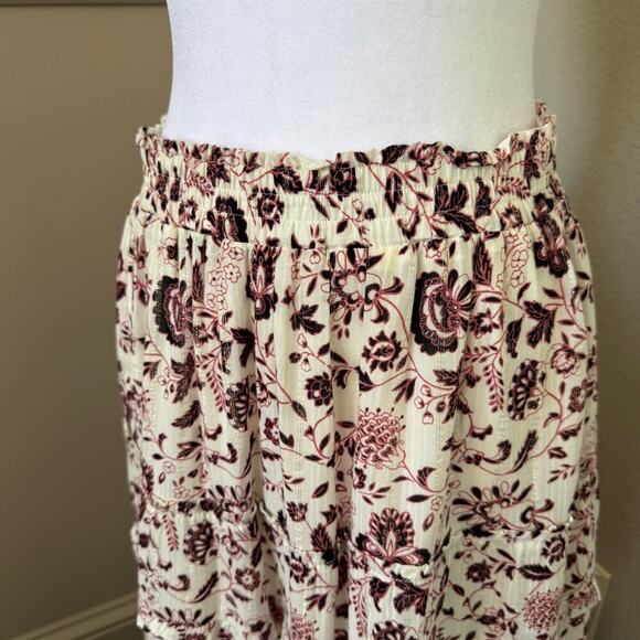 LOFT Lined Floral Silver Flecked Tiered Maxi Skirt and Sleeveless Top Size SP - Picture 4 of 12